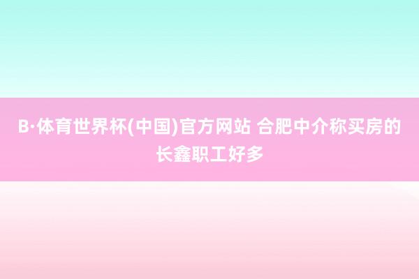 B·体育世界杯(中国)官方网站 合肥中介称买房的长鑫职工好多