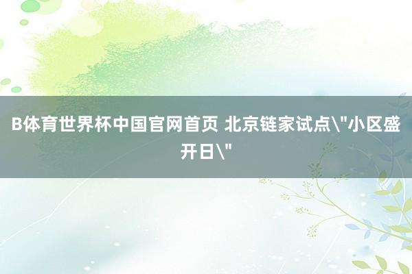 B体育世界杯中国官网首页 北京链家试点