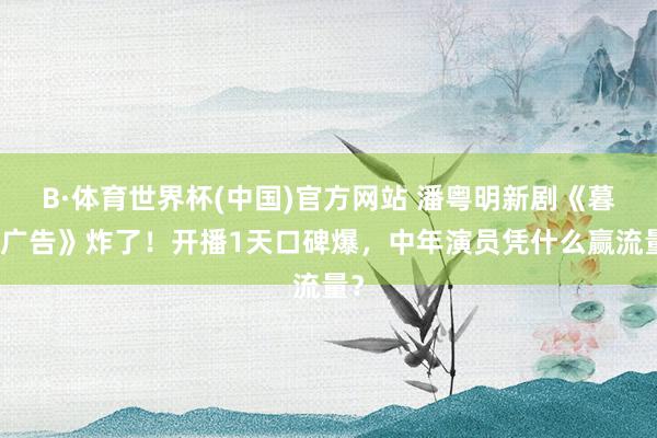 B·体育世界杯(中国)官方网站 潘粤明新剧《暮夜广告》炸了！开播1天口碑爆，中年演员凭什么赢流量？