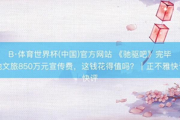 B·体育世界杯(中国)官方网站 《驰驱吧》完毕地文旅850万元宣传费,这钱花得值吗?|正不雅快评