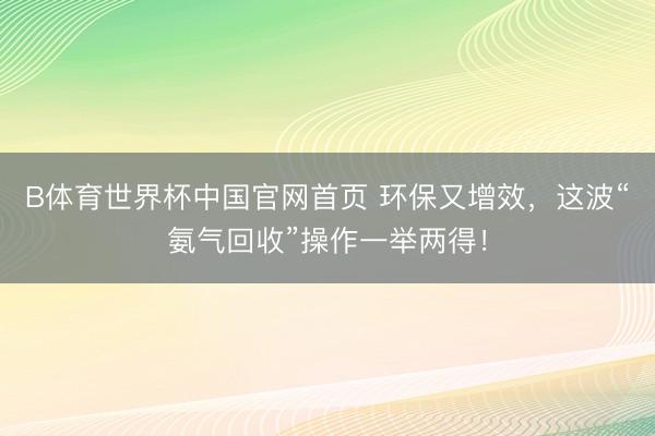 B体育世界杯中国官网首页 环保又增效，这波“氨气回收”操作一举两得！