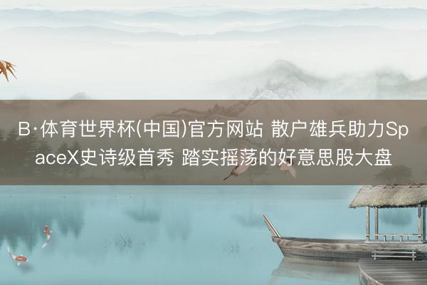 B·体育世界杯(中国)官方网站 散户雄兵助力SpaceX史诗级首秀 踏实摇荡的好意思股大盘